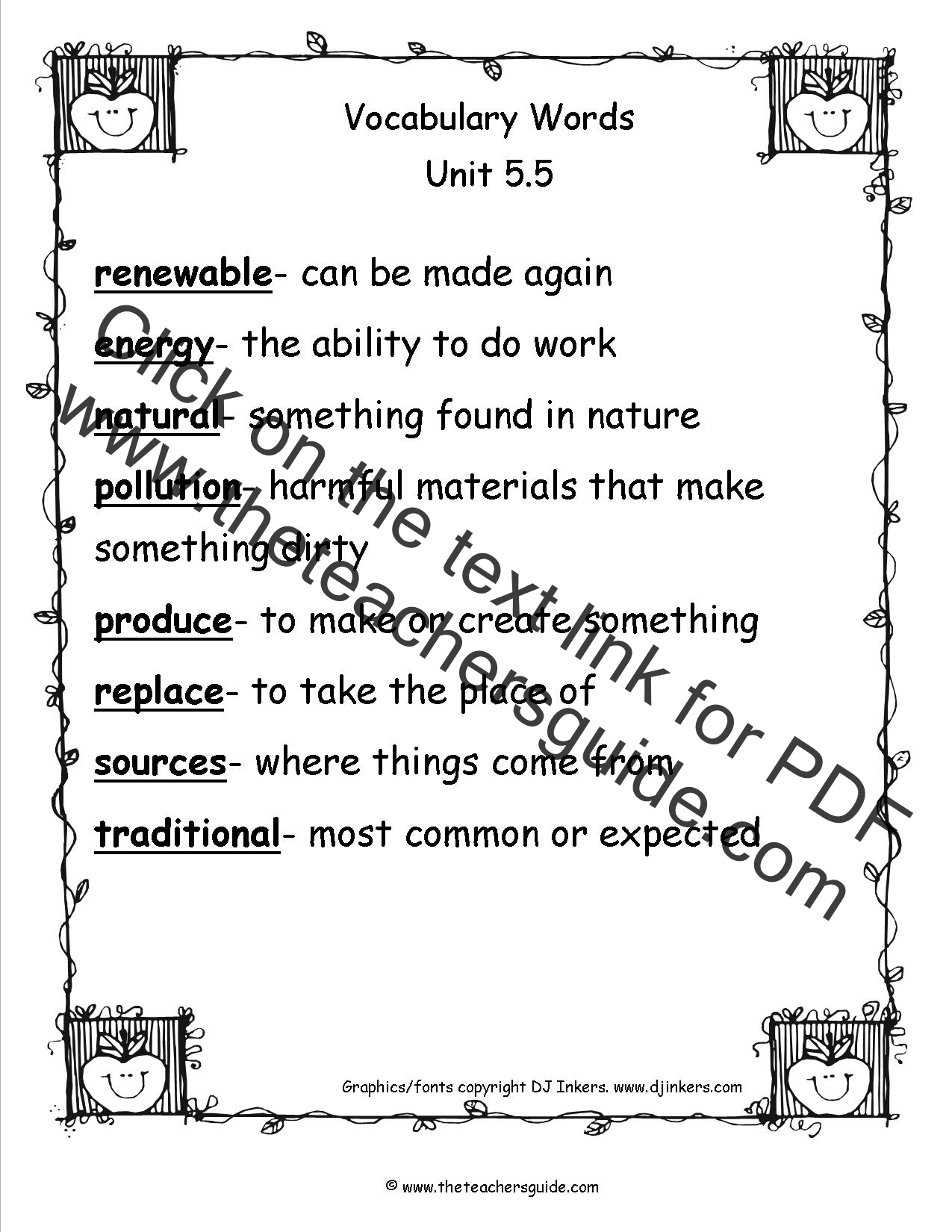 Vocab Words For Third Graders