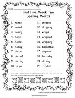 third grade wonders unit five week two spelling words