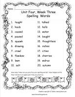third grade wonders unit four week three spelling words list