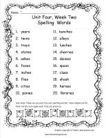 third grade wonders unit four week two spelling words list