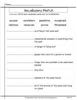 mcgrawhill wonders third grade unit two week four vocabulary matching