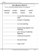 mcgraw hill wonders third grade unit two week one vocabulary words matching