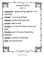 mcgraw hill wonders third grade unit two week one vocabulary words