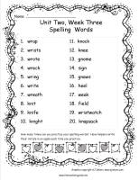 mcgraw hill wonders third grade unit two week three spelling words